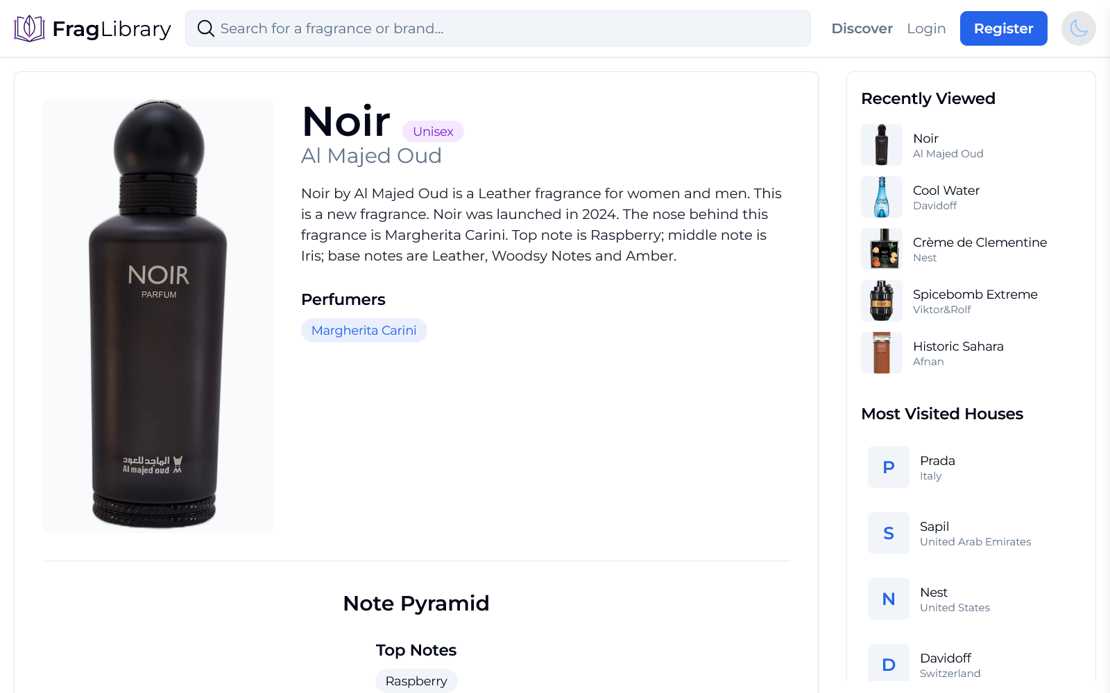 FragLibrary desktop website screenshot