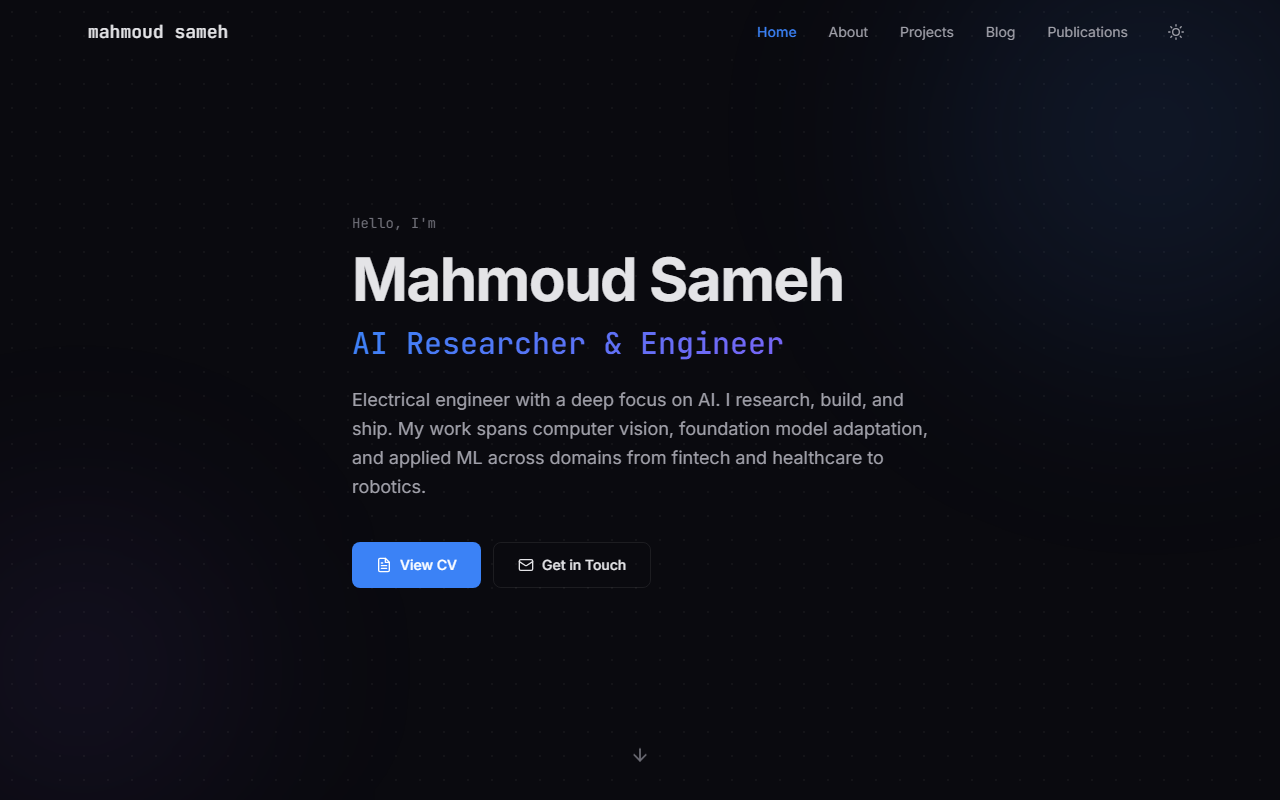 Mahmoud Sameh desktop portfolio screenshot